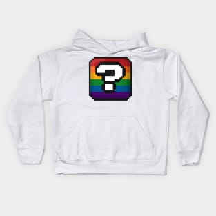 LGBTQ Pride Rainbow Pixel Question Mark Box Kids Hoodie